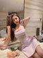 Cute Pink A-line Spaghetti Straps Short Homecoming Dresses,Short Prom Dresses,CM955