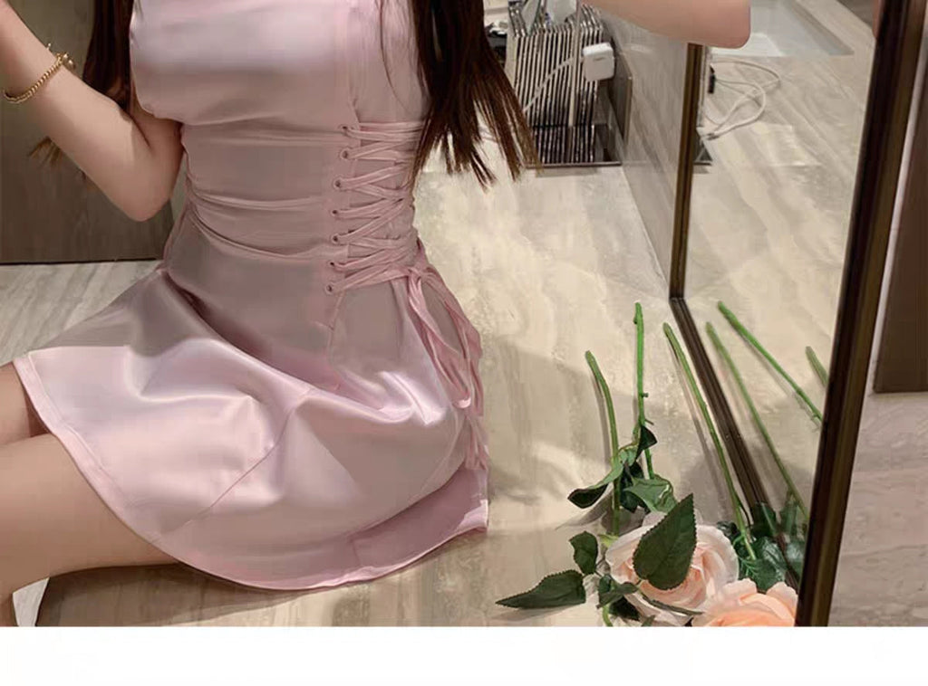Cute Pink A-line Spaghetti Straps Short Homecoming Dresses,Short Prom Dresses,CM955