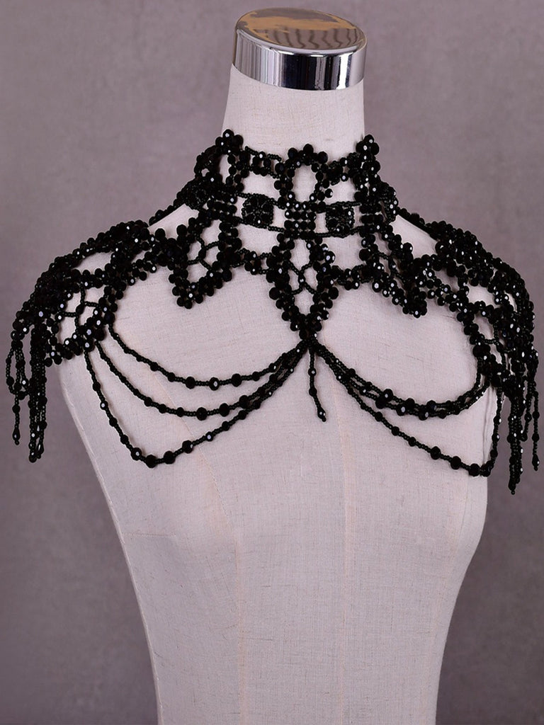 Exquisite Tassel Shoulder Chain Hand Beaded Pearl Shawl , VG09