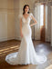 Gorgeous Mermaid Off White V-neck Maxi Long Handmade Lace Wedding Dresses,WD806