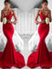 Sexy Red Mermaid Lace Evening Prom Dresses, Popular Bright Red Party Prom Dresses, Custom Long Prom Dresses, Cheap Formal Prom Dresses, 17197