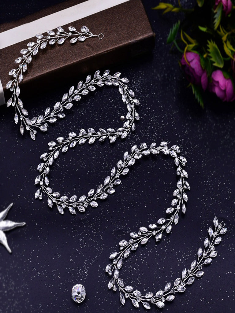 Sparkly Handmade Rhinestone Long Chain Judgment Headwear Extended Hair Band, HP394