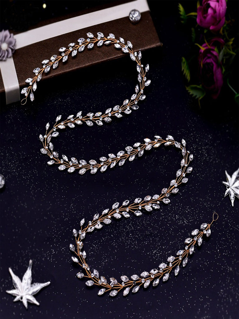 Sparkly Handmade Rhinestone Long Chain Judgment Headwear Extended Hair Band, HP394