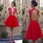 2017 popular blush red open back sexy with short sleeve cocktail homecoming prom dress,BD00133
