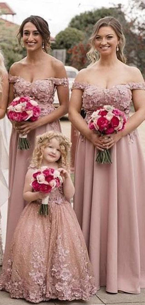 A-line Off The Shoulder Applique  Long Bridesmaid Dresses Online, WG824