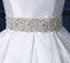 Backless White Scoop Neckline Beaded Sash A line Wedding Bridal Dresses, Affordable Custom Made Wedding Bridal Dresses, WD261