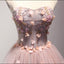 Beautiful Blush Pink Strapless Beaded Homecoming Prom Dresses, Affordable Short Party Corset Back Prom Dresses, Perfect Homecoming Dresses, CM213