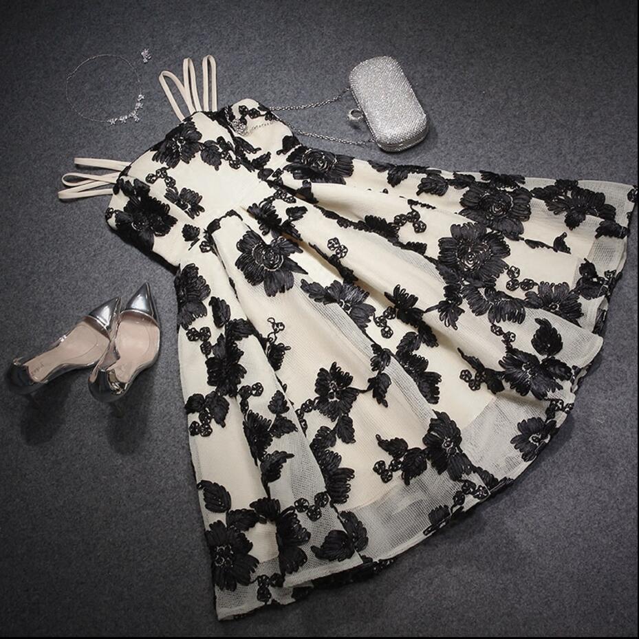 Black Lace Spaghetti Straps Cute Homecoming Prom Dresses, Affordable Short Party Prom Sweet 16 Dresses, Perfect Homecoming Cocktail Dresses, CM343