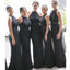 Black Simple Mermaid Halter Cheap Long Bridesmaid Dresses Online,WG981