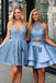 Blue Lace Short Cheap Homecoming Dresses Online, Cheap Short Prom Dresses, CM746
