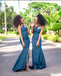 Blue Sexy Mermaid One Shoulder High Slit Cheap Bridesmaid Dressing Online,WG897