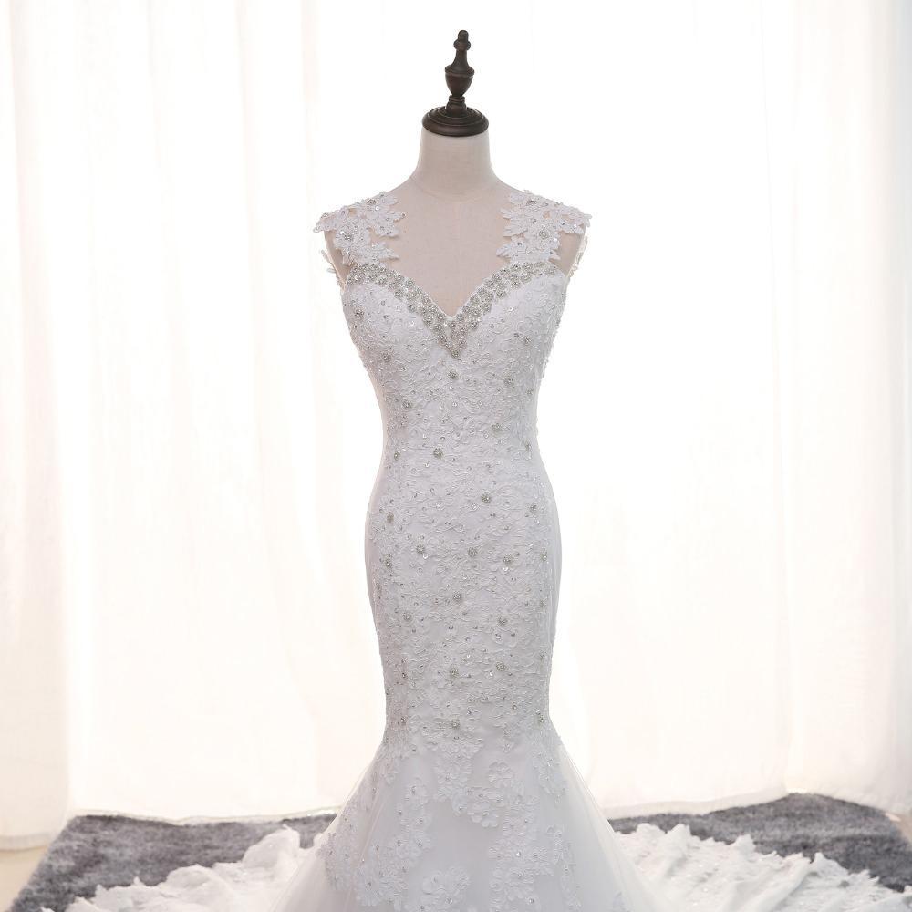 Cap Sleeve Sexy Backless Lace Mermaid Wedding Bridal Dresses, Cheap Custom Made Wedding Bridal Dresses, WD281