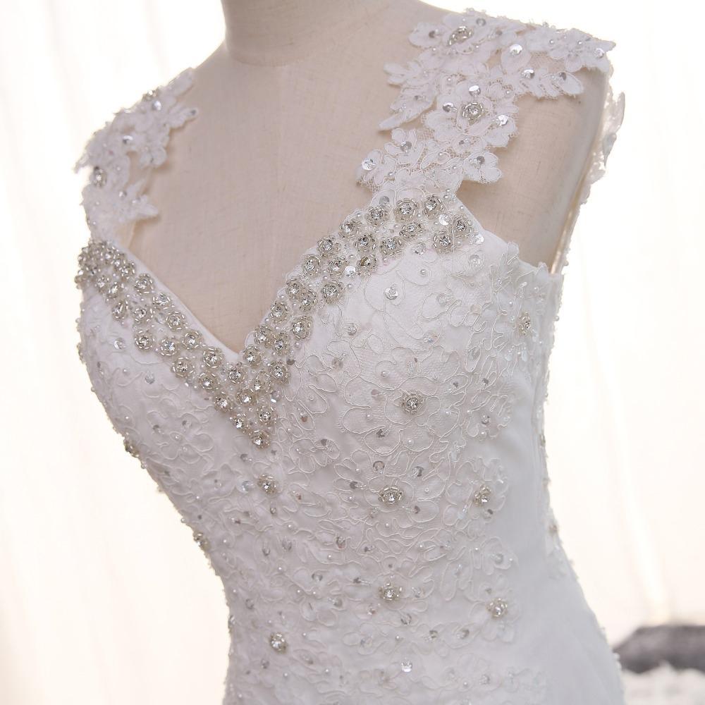 Cap Sleeve Sexy Backless Lace Mermaid Wedding Bridal Dresses, Cheap Custom Made Wedding Bridal Dresses, WD281
