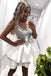 Cap Sleeves Grey Lace Cheap Short Homecoming Dresses Online, CM662