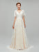 Champagne Short Sleeves Lace A-line Cheap Wedding Dresses Online, Cheap Bridal Dresses, WD561