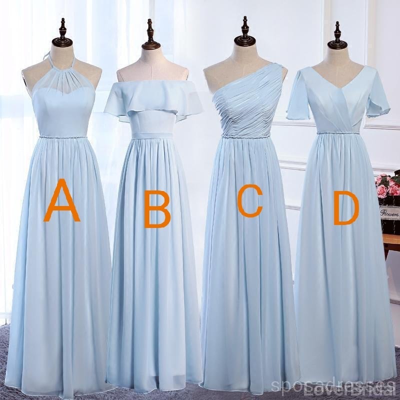 Cheap Pale Blue Floor Length Mismatched Chiffon Bridesmaid Dresses Online, WG538