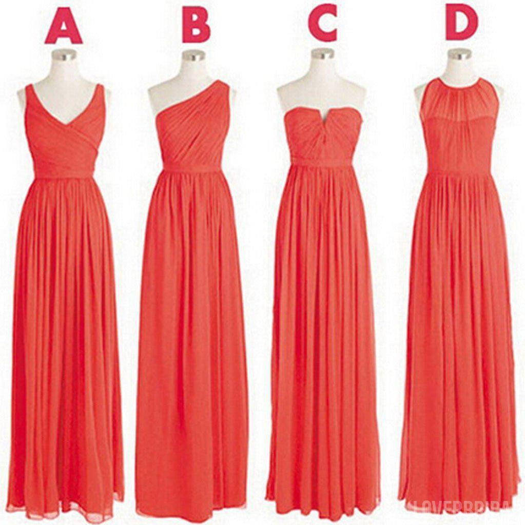 Cheap Simple Mismatched Styles Classic Formal Chiffon Floor-Length A Line Long Bridesmaid Dresses, WG182