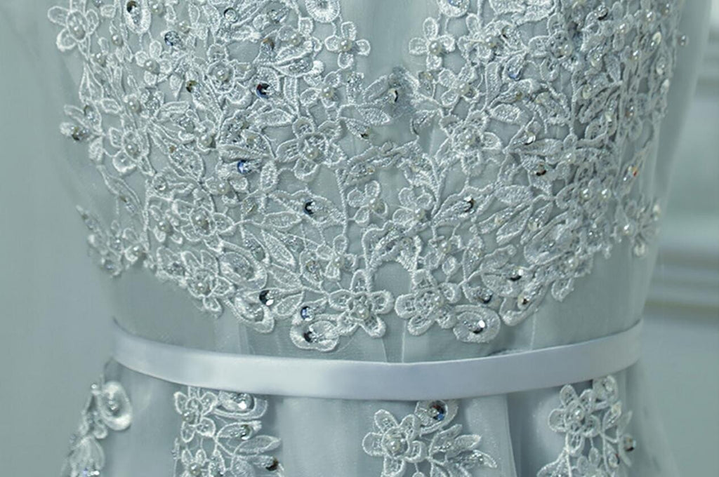 Cute Gray Lace v Neckline Short Homecoming Prom Dresses, Affordable Corset Back Short Party Prom Dresses, Perfect Homecoming Dresses, CM247