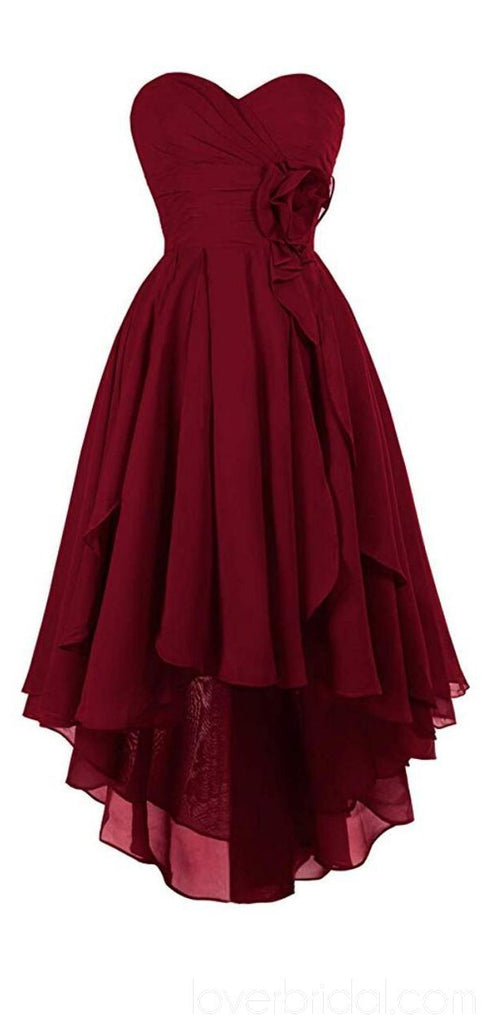 Dark Red High Low Chiffon Cheap Homecoming Dresses Online, Cheap Short Prom Dresses, CM759