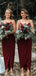 Dark Red Spaghetti Straps Cheap Ankle Length Cheap Bridesmaid Dresses Online, WG677