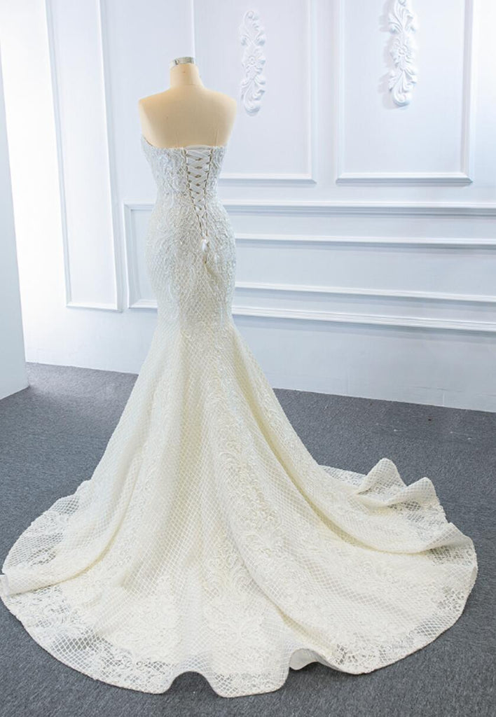 Detachable Skirt Sweetheart Lace Mermaid Wedding Dresses, Cheap Wedding Gown, WD715