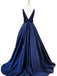 Fashion V Neck Backless Navy A line Beaded Long Custom Evening Prom Dresses, 17403