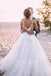 Floral A-line Straps V-neck Handmade Lace Wedding Dresses,WD773