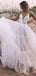 Floral A-line Straps V-neck Handmade Lace Wedding Dresses,WD773