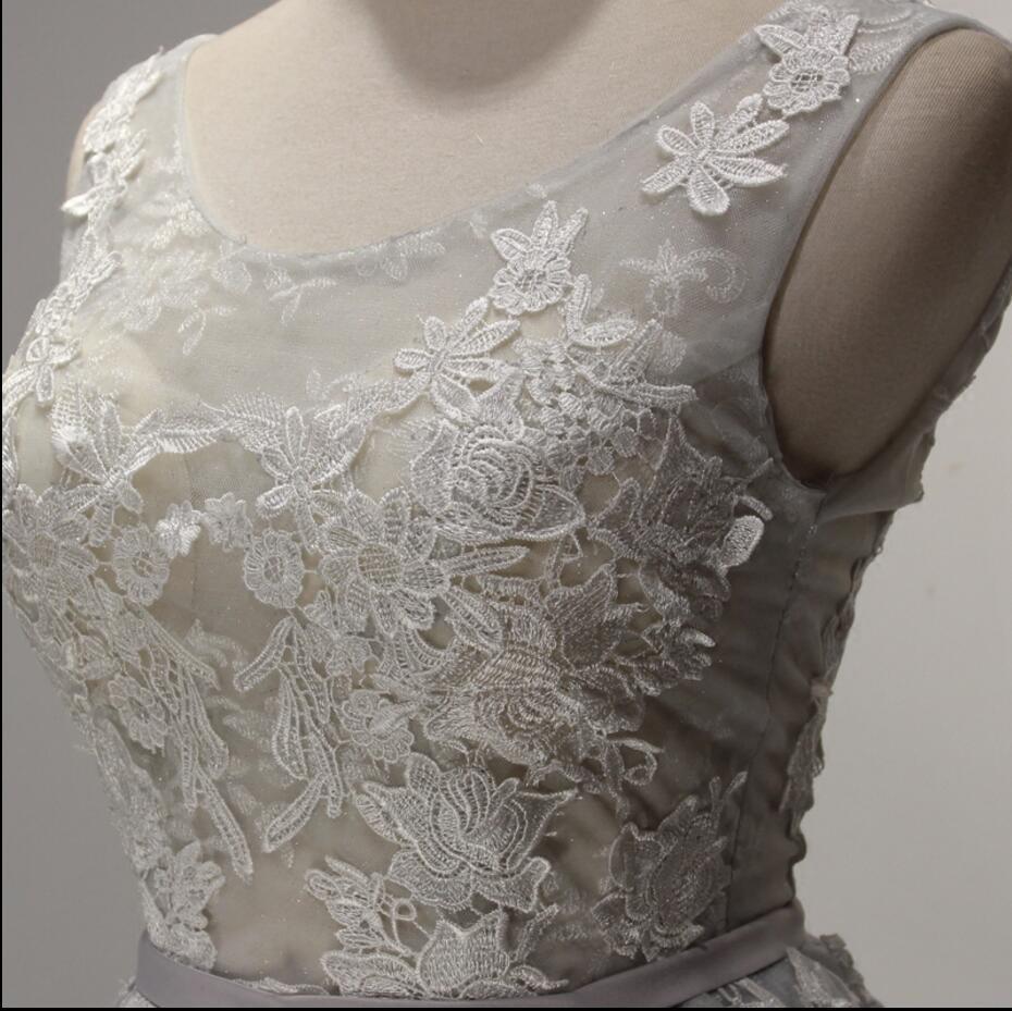 Gray Lace See Through Homecoming Prom Dresses, Affordable Corset Back Short Party Prom Dresses, Perfect Homecoming Dresses, CM236