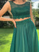 Green A-line Two Pieces Sleeveless Cheap Long Prom Dresses Online,12538