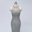 Grey Lace Heavily Beaded Mermaid Long Evening Prom Dresses, Luxurious Sweet 16 Dresses, 18347