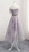 Grey Off Shoulder Floral Short Homecoming Dresses Online, Cheap Short Prom Dresses, CM849