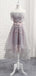 Grey Off Shoulder Floral Short Homecoming Dresses Online, Cheap Short Prom Dresses, CM849