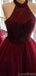 Halter Dark Red Tulle Short Cheap Homecoming Dresses Online, CM834