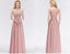 Lace Blush Pink Floor Length Mismatched Chiffon Bridesmaid Dresses Online, WG543