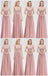 Lace Blush Pink Floor Length Mismatched Chiffon Bridesmaid Dresses Online, WG543
