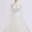 Long Sleeve Lace Beaded See Through A line Wedding Bridal Dresses, Affordable Custom Made Wedding Bridal Dresses, WD264