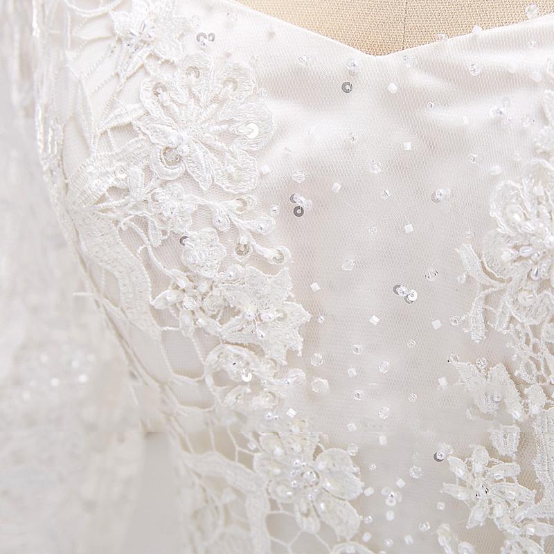 Long Sleeve Lace Beaded See Through A line Wedding Bridal Dresses, Affordable Custom Made Wedding Bridal Dresses, WD264