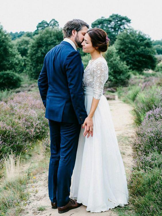 Long Sleeves Backless Beach Wedding Dresses Online, Cheap Lace Bridal Dresses, WD462