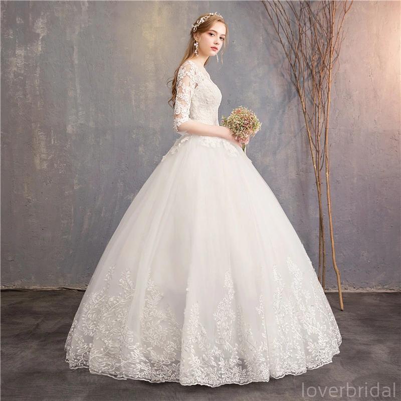 Long Sleeves Lace Ball Gown Cheap Wedding Dresses Online, Cheap Bridal Dresses, WD495