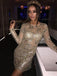 Long Sleeves Sexy Rhinestone Mermaid Tight Homecoming Dresses Online, CM710