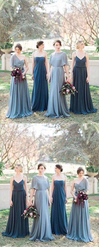 Mismached Chiffon Cheap Long Bridesmaid Dresses Online, WG291