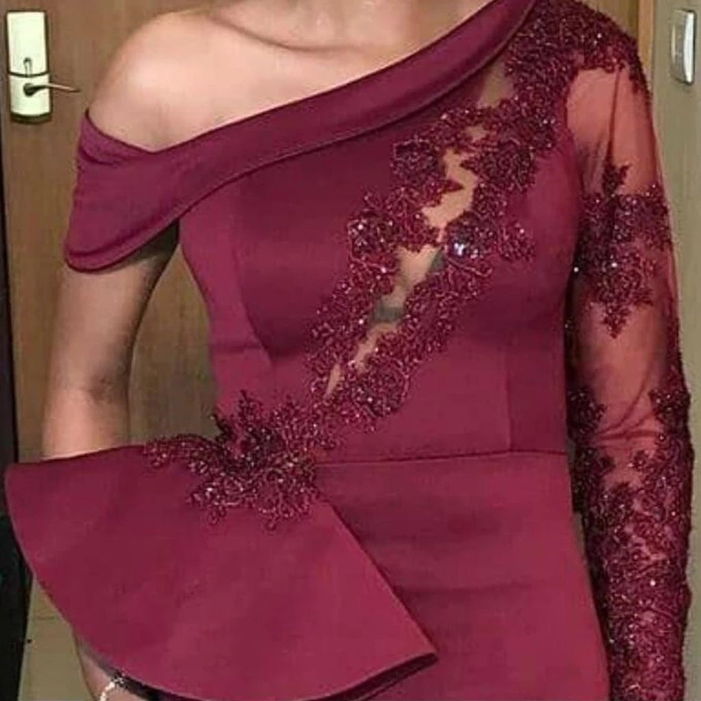 Mismatched Burgundy Mermaid Lace Applique Bridesmaid Dresses Gown Online,WG953