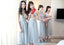 Mismatched Gray Tea Length Lace Bridesmaid Dresses, Cheap Custom Short Bridesmaid Dresses, Affordable Bridesmaid Gowns, BD025