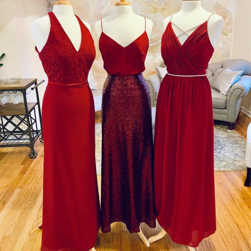 Mismatched Red Long Bridesmaid Dresses Online, Cheap Bridesmaids Dresses, WG712