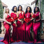 Multiway Red Mermaid V-neck Cheap Long Bridesmaid Dresses Online,WG1031