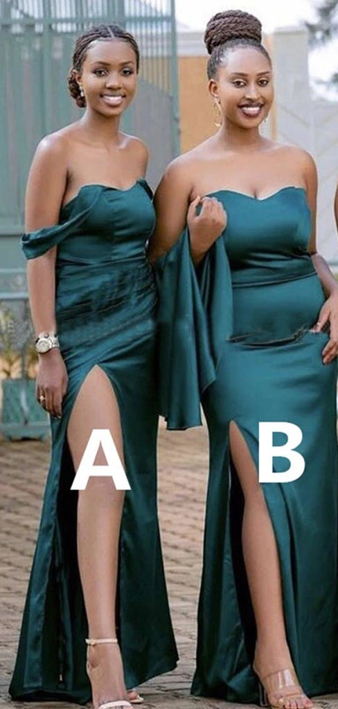 Mismatched Teal Mermaid High Slit Long Bridesmaid Dresses Gown Online,WG950