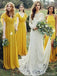 Mismatched Yellow Long Chiffon Cheap Bridesmaid Dresses Online, WG269
