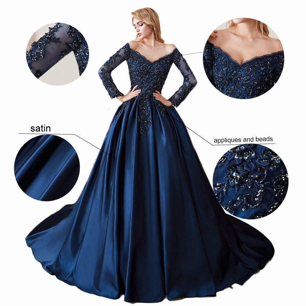 Modest A-line Long Sleeves Blue Long Party Prom Dresses Online,Dance Dresses,12368