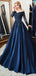Modest A-line Long Sleeves Blue Long Party Prom Dresses Online,Dance Dresses,12368